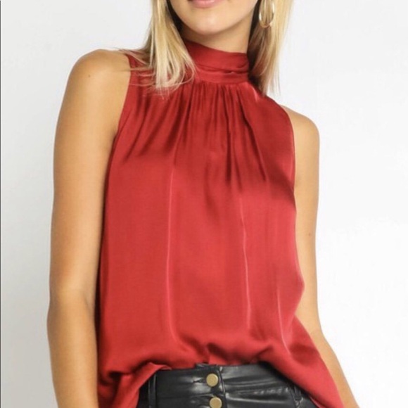 Sexy Cranberry Tie neck blouse - Picture 3 of 5